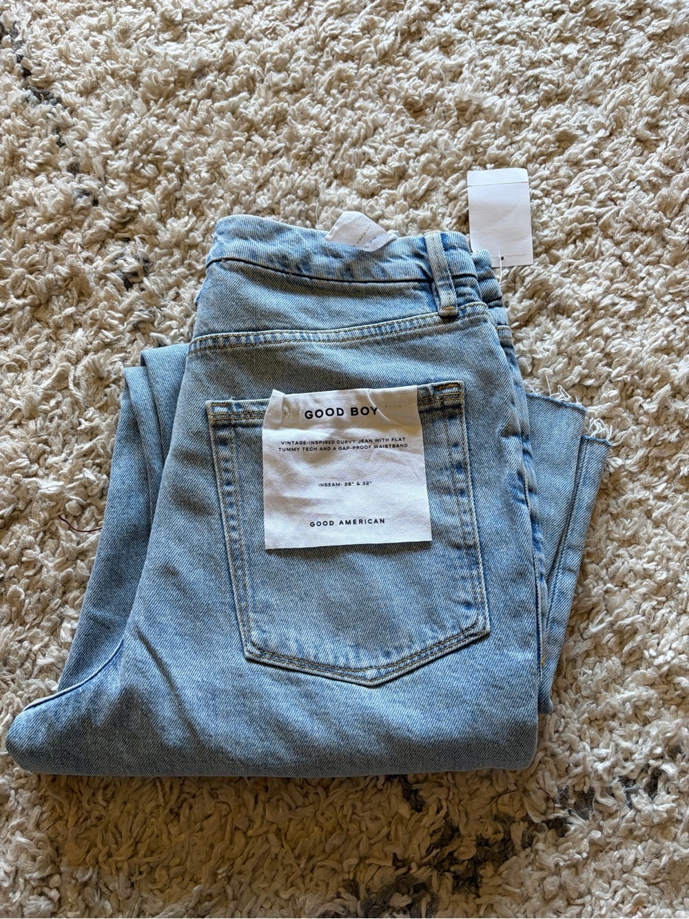 Good American Good Boy Light Wash Blue Jeans
